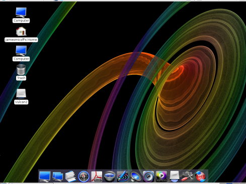Desktop with upper and lower toolbars stowed